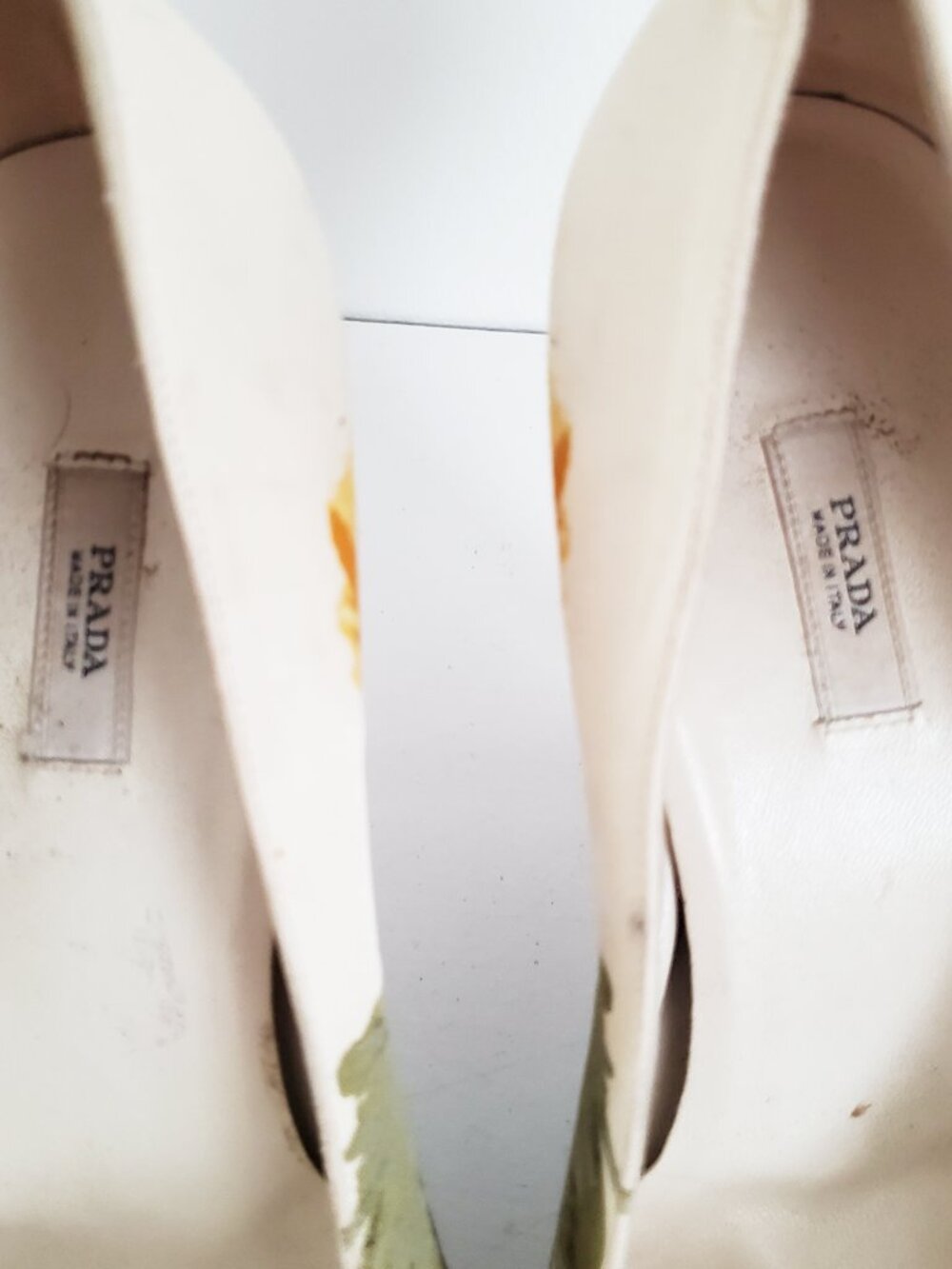 Prada Floral Pointed Toe Stiletto Heel Vintage Orange Green 38.5 - Picture 5 of 12